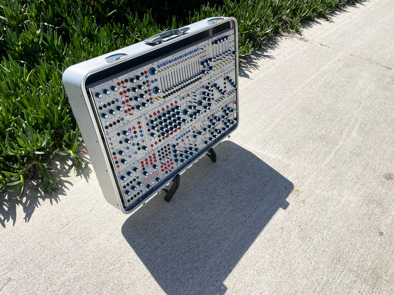Buchla Tiptop 200t series with BPNYC ZERO Halliburton Eurorack Modular Travel Case NOS SILVER 122hp 9U